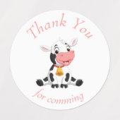 dank u voor uw verjaardag roze KOE stickers (Design 2)