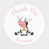 dank u voor uw verjaardag roze KOE stickers (Design 1)