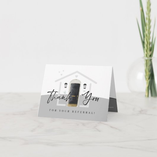 Dank u voor uw verwijzing zwarte Waterverf deur Bedankkaart (Voorkant)