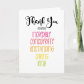 dank u voor uw vriendelijke woorden kaart (Voorkant)