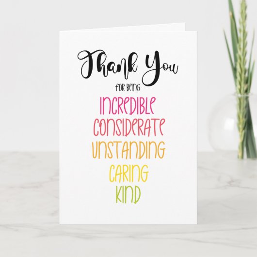 dank u voor uw vriendelijke woorden kaart (Voorkant)