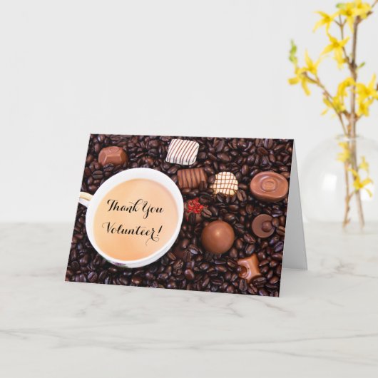 Dank u voor uw vrijwilliger Koffie en chocolade tr Kaart (Gele Bloem)