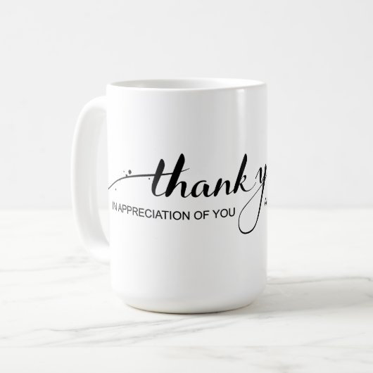 "Dank u voor uw waardering" Mok (Voorkant links)