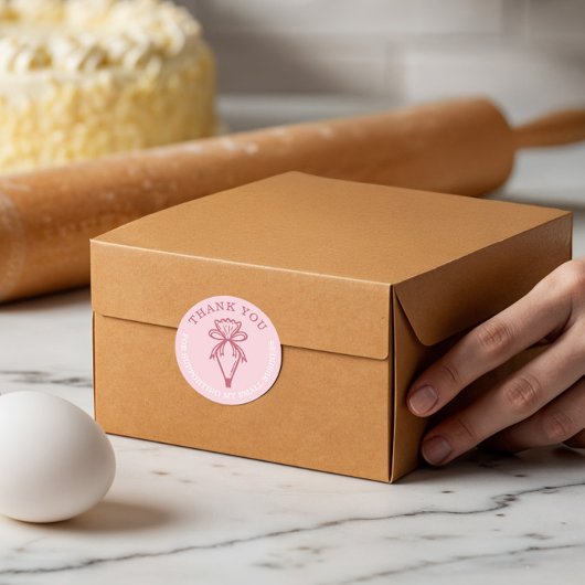 Dank u voor uw zakelijke bakkerij gebak tas roze ronde sticker