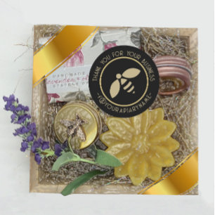 Dank u voor uw zakelijke bijenstal gouden honingbi ronde sticker