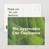 Dank U Voor Uw Zakelijke Groene Blad Briefkaart (Voorkant / Achterkant)