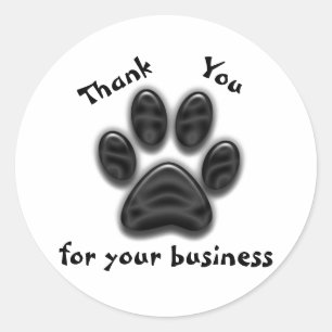 Dank U Voor Uw Zakelijke Hond Pootafdruk Ronde Sticker