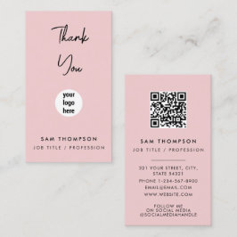 Dank u voor uw zakelijke Logo QR-code Blush roze Visitekaartje