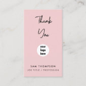 Dank u voor uw zakelijke Logo QR-code Blush roze Visitekaartje (Voorkant)