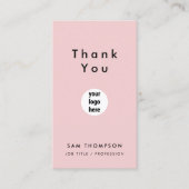 Dank u voor uw zakelijke Logo QR-code Blush roze Visitekaartje (Voorkant)