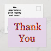 Dank u voor uw zakelijke waardering van de klant briefkaart (Voorkant / Achterkant)