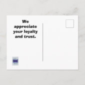 Dank u voor uw zakelijke waardering van de klant briefkaart (Achterkant)