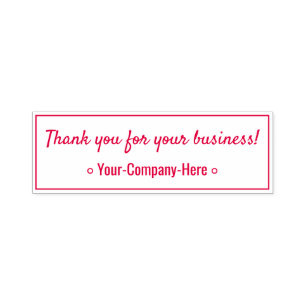 "Dank u voor uw zaken!" & Bedrijfsnaam Zelfinktende Stempel