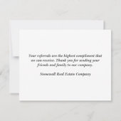 Dank u voor Verwijzingen Floral Real Estate Compan Kaart (Achterkant)