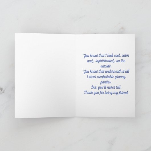 Dank u Vriendin, geavanceerde dame Bedankkaart (Binnen)