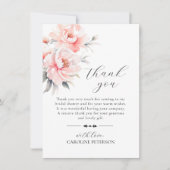 DANK U VRIJGEZELLENFEEST BLUSH ROZE PIOENEN BEDANKKAART (Voorkant)
