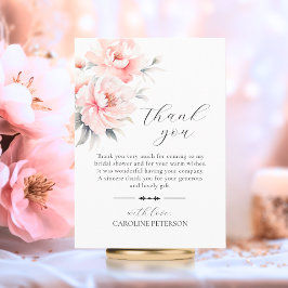 DANK U VRIJGEZELLENFEEST BLUSH ROZE PIOENEN BEDANKKAART