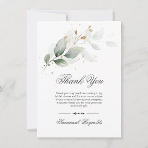 DANK U Vrijgezellenfeest Greenery Botanical Gold Bedankkaart