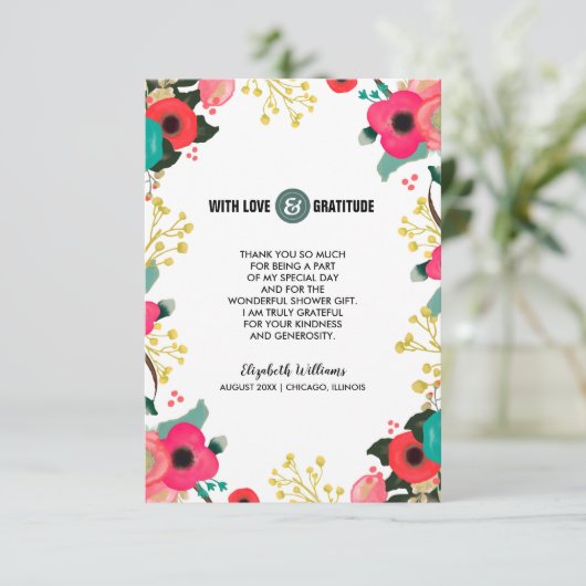 Dank u Vrijgezellenfeest Modern Floral Kaart (Staand voorkant)