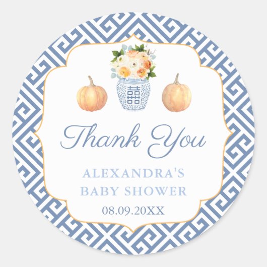 Dank u Vrijgezellenfeest Pumpkins Chinoiserie Ronde Sticker (Voorkant)