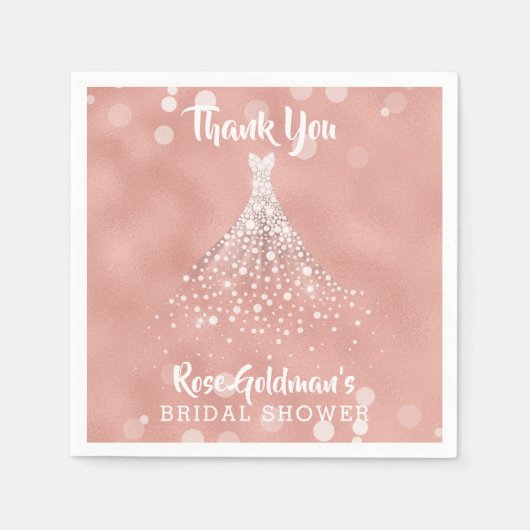 Dank u Vrijgezellenfeest Roos gouden trouwjurk Servet (Voorkant)