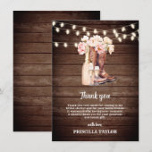 DANK U VRIJGEZELLENFEEST Roze Cowgirl Rustieke Laa Bedankkaart (Voorkant / Achterkant)