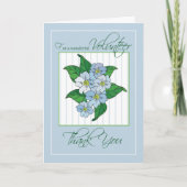 Dank u vrijwilliger met Blauwe Bloemen Illustratie Bedankkaart (Voorkant)