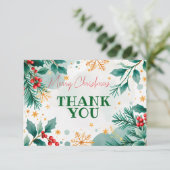 Dank u Vrolijk Kerstfeest Kaart – Bladeren & Besse (Staand voorkant)