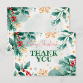 Dank u Vrolijk Kerstfeest Kaart – Bladeren & Besse (Voorkant / Achterkant)