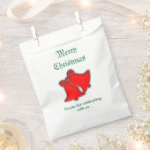 Dank u, vrolijke kerst rode klokken uw bericht bedankzakje (Geknipt)