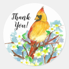 Dank u Vrouw Kardinaal Bird Dogwood Ronde Sticker