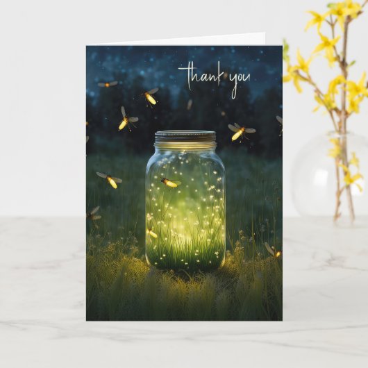 Dank u vuurvliegjes in glazen pot kaart (Gele Bloem)