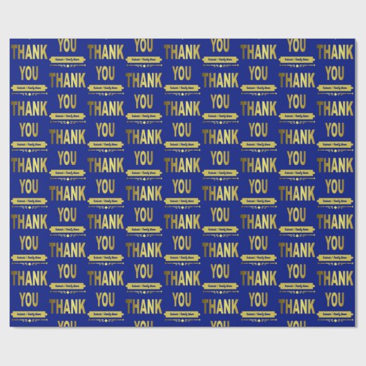 Dank U Waardering Blauwe Gouden Typografie Cadeaupapier (Vlak)