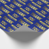 Dank U Waardering Blauwe Gouden Typografie Cadeaupapier (Hoek)