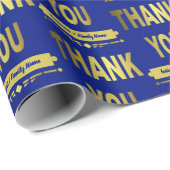 Dank U Waardering Blauwe Gouden Typografie Cadeaupapier (Rol Hoek)