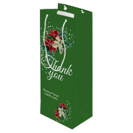 Dank U Waardering Poinsettia Bloemen Wijn Cadeautas