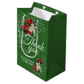 Dank U Waardering Poinsettia Bloemstuk Medium Cadeauzakje (Voorkant Gekanteld)