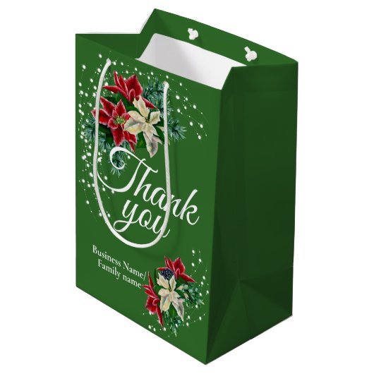 Dank U Waardering Poinsettia Bloemstuk Medium Cadeauzakje (Achterkant Gekanteld)