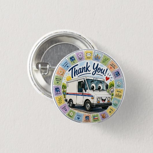 Dank u waardering postarbeiders ronde button 3,2 cm (Voorkant /achterkant)