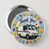 Dank u waardering postarbeiders ronde button 4,0 cm (Voorkant /achterkant)