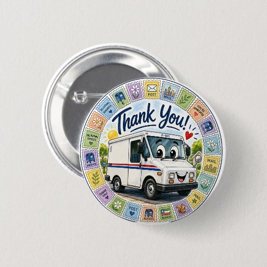 Dank u waardering postarbeiders ronde button 5,7 cm (Voorkant /achterkant)