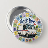 Dank u waardering postarbeiders ronde button 7,6 cm (Voorkant /achterkant)