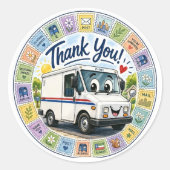 Dank u waardering postarbeiders ronde sticker (Voorkant)