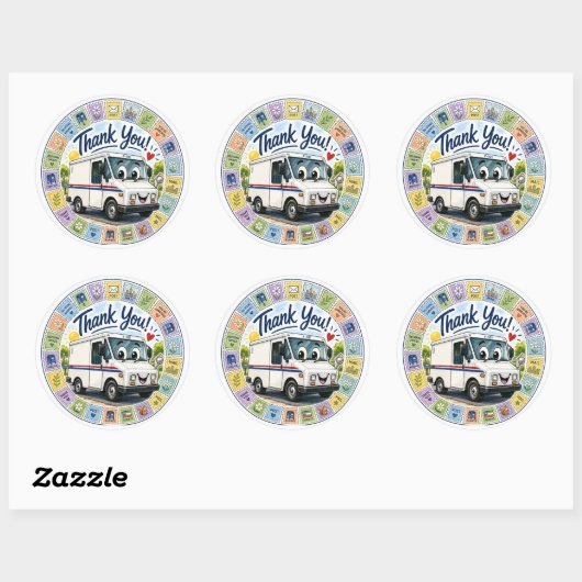 Dank u waardering postarbeiders ronde sticker (Vel)