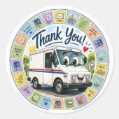 Dank u waardering postarbeiders  ronde sticker (Voorkant)