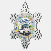 Dank u waardering postarbeiders tin sneeuwvlok ornament (Rechts)