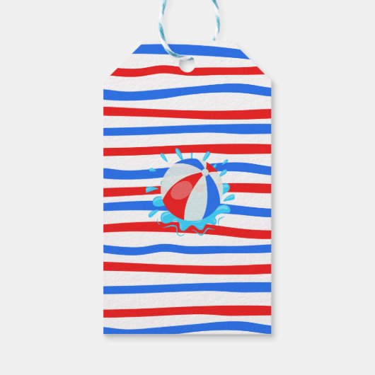 Dank u Waterslide Zomer Rood Wit Blauw Partij Cadeaulabel (Achterkant)