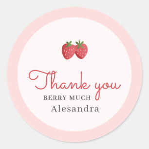 Dank U Waterverf Aardbei Baby Shower Ronde Sticker