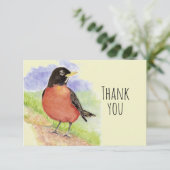 Dank u Waterverf American Robin Bird Natuur Bedankkaart (Staand voorkant)