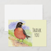 Dank u Waterverf American Robin Bird Natuur Bedankkaart (Voorkant / Achterkant)